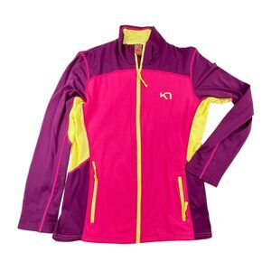 Kari Traa Kaia Fleece Track Jacket XL Pink Purple Yellow Full Zip Colorblock